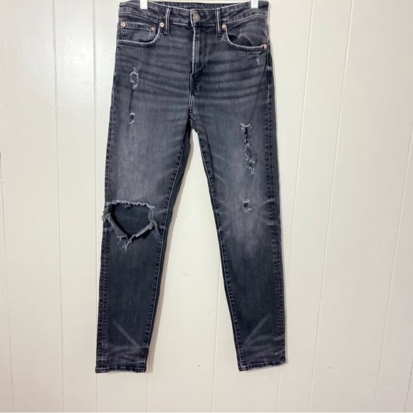 American Eagle Jeans Black Wash Air Flex+ Athletic Fit Distressed Size 29x32 - Picture 1 of 9
